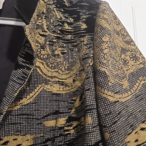 Chico's Gold & Gray Velvet Jacquard Blazer, Size 1 - Picture 3 of 6